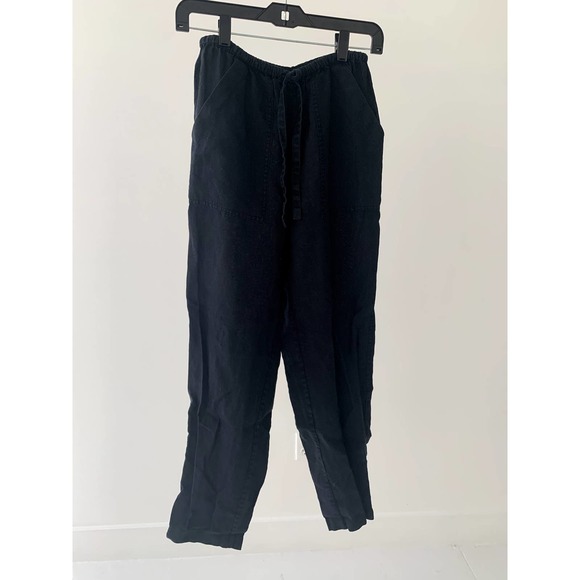 Mara Hoffman Womens Linen Drawstring Straight Leg Pull-On Pants Black XXS - Picture 1 of 6
